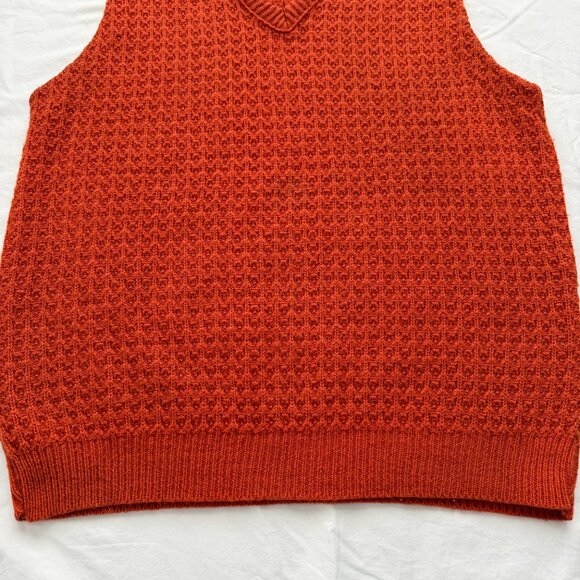 VINTAGE 60s Donegal Burnt Orange Knit Sweater Vest Medium - Picture 4 of 7